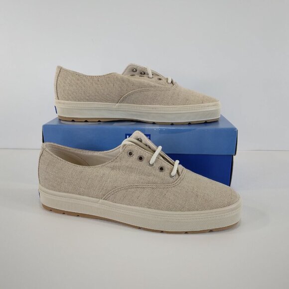 NEW Keds Natural Linen Canvas Lace Up Sneakers Size 7.5M - Picture 3 of 9
